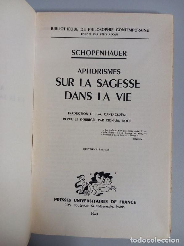 Libros: Aphorismes sur la sagesse dans la vie. - SCHOPENHAUER: - Foto 2