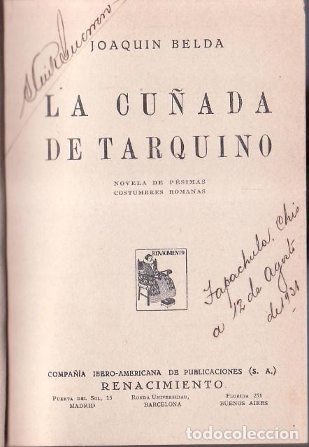 B&uuml;cher: BELDA, Joaqu&iacute;n.- - La cu&ntilde;ada de Tarquino. (Novela de p&eacute;simas costumbres romanas).