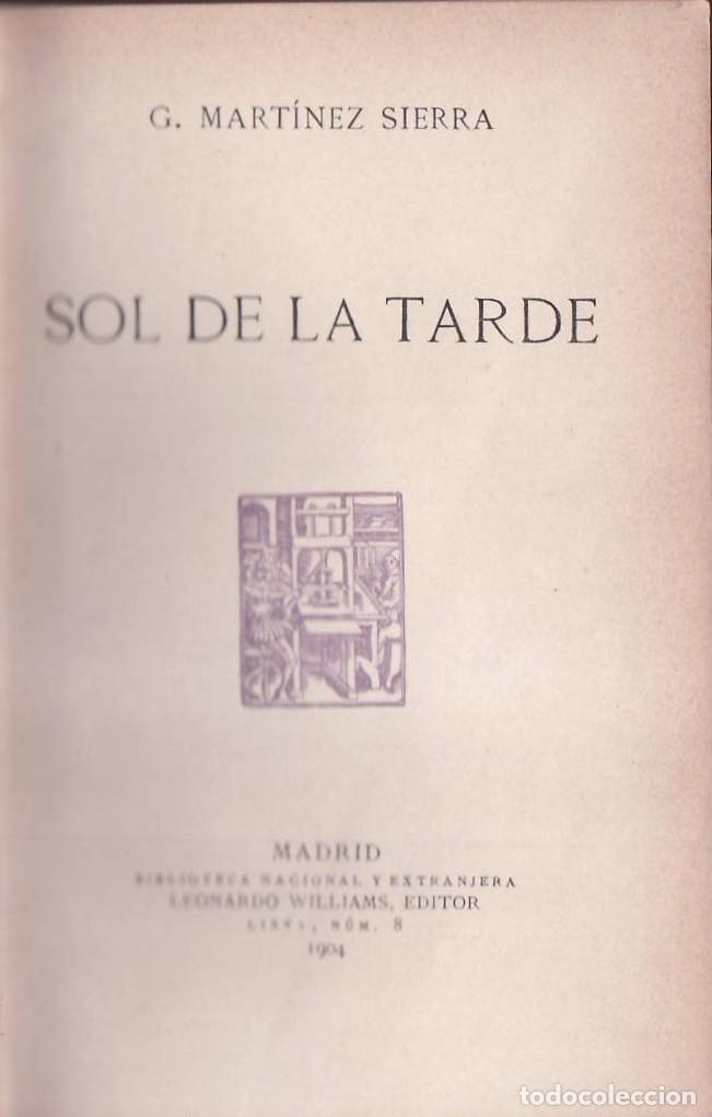 Libros: MARTINEZ SIERRA, G.- - Sol de la tarde. Novelas cortas. - Foto 1