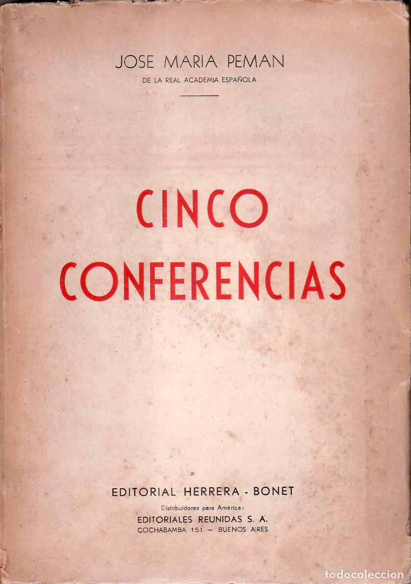Libros: PEMAN, Jos&eacute; Mar&iacute;a.- - Cinco conferencias. - Foto 1