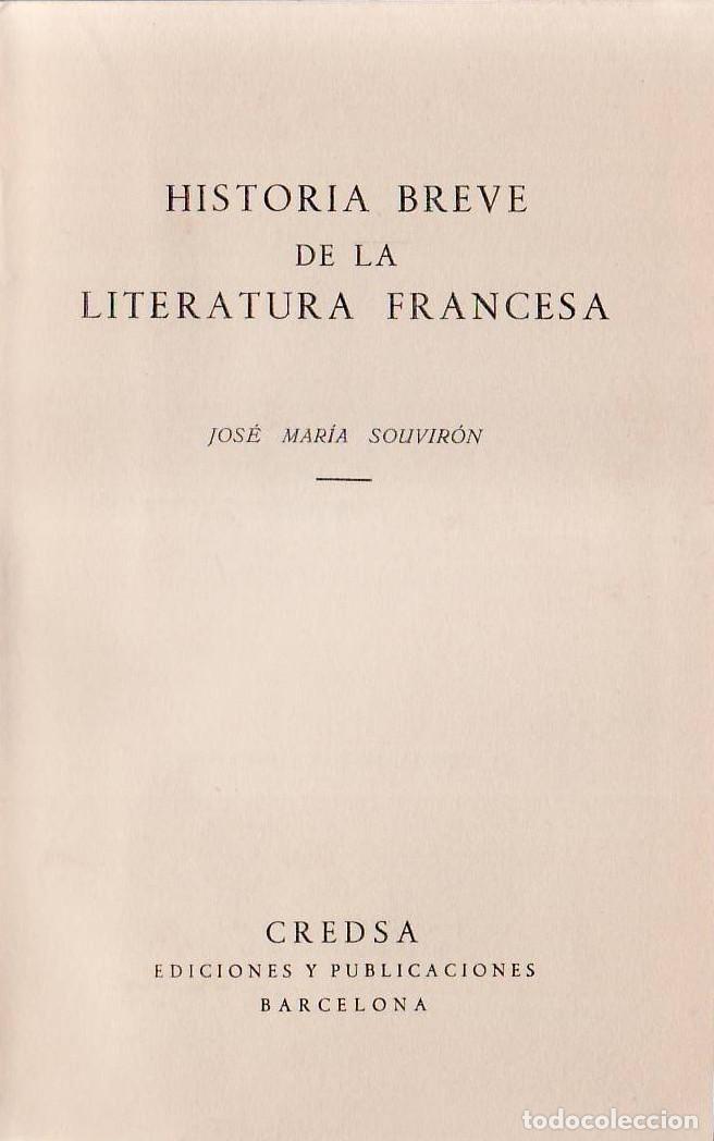 Libros: SOUVIRON, Jos&eacute; Mar&iacute;a.- - Historia breve de la literatura francesa.
