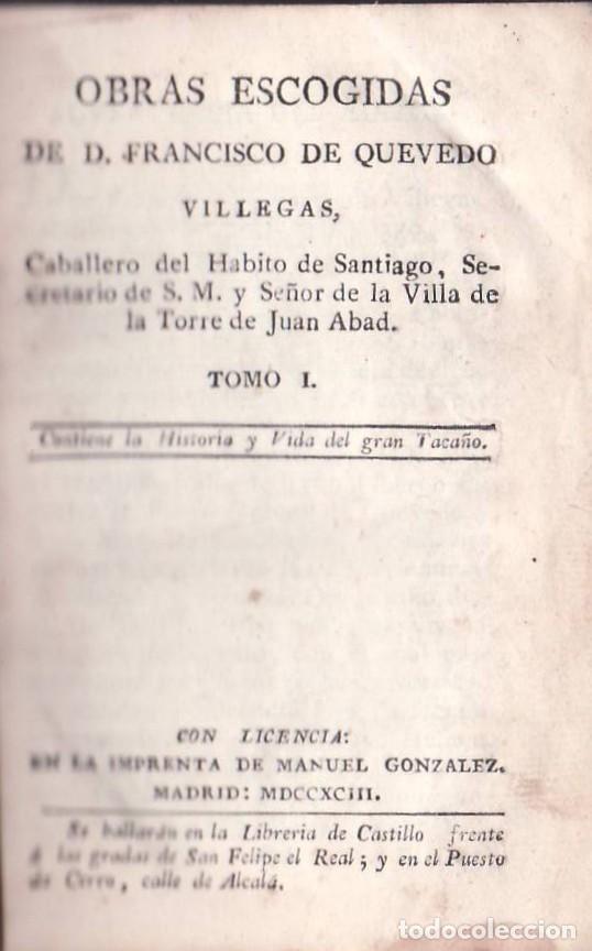 Libros: QUEVEDO, Francisco.- - Obras escogidas.