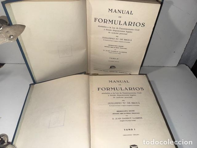 Libros: MANUAL DE FORMULARIOS GUILLERMO M&ordf; DE BROCA 1946 - Foto 2