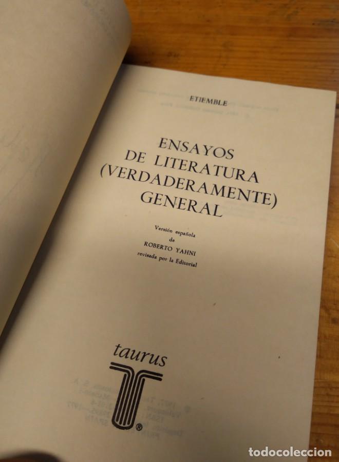 Libros: ENSAYOS DE LITERATURA. ETIEMBLE - - Foto 3