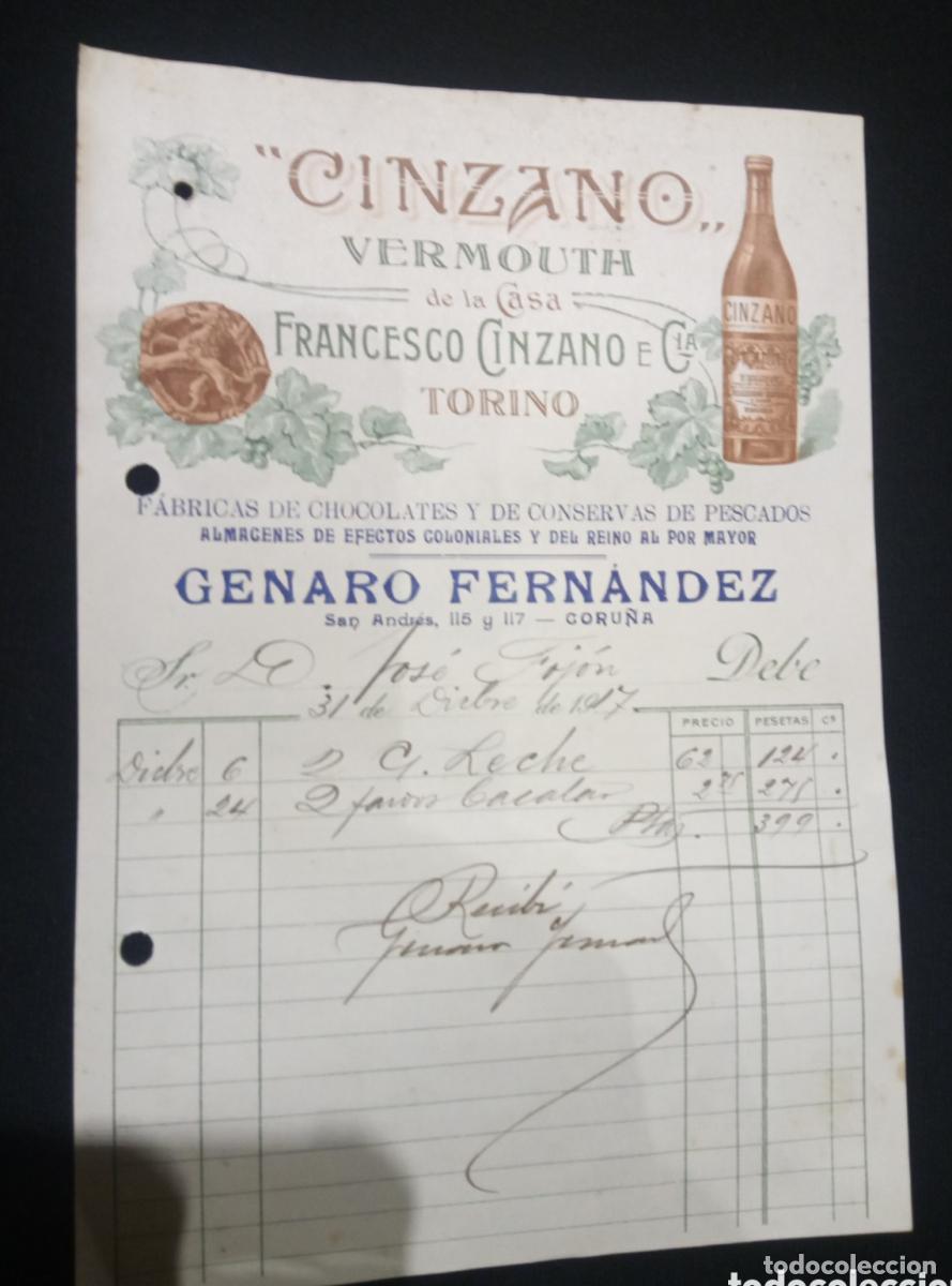 Libri di seconda mano: FACTURA GERANO FERNANDEZ. ULTRAMARINOS. LA CORU&Ntilde;A. 1917 -