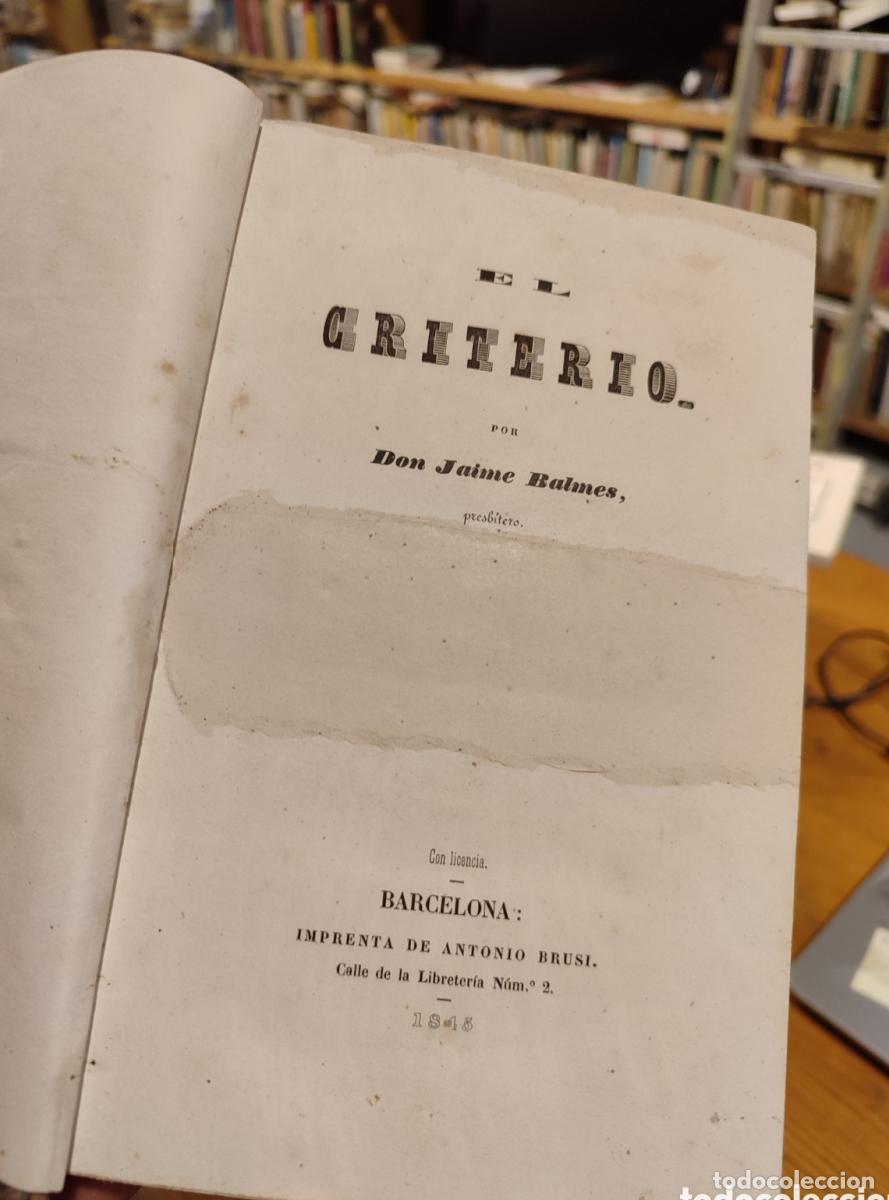 Libros: BALMES. EL CRITERIO. 1845. Primera Edicion - - Foto 4
