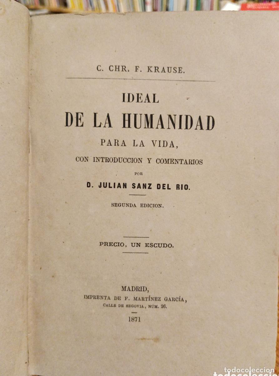 Libros: Krause, Ideal de la humanidad, 1871 - - Foto 2