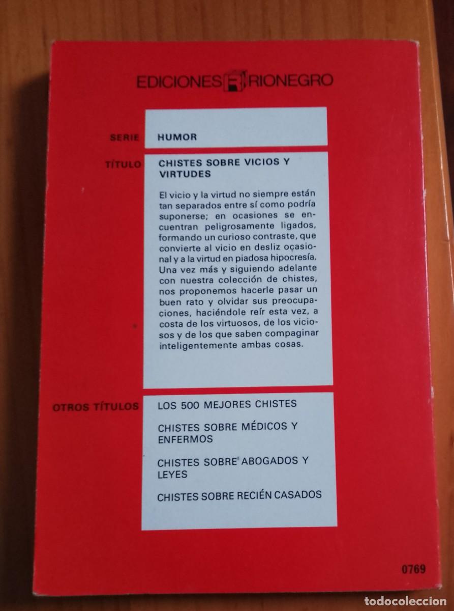 Libros: CHISTES SOBRE VICIOS Y VIRTUDES - JUAN A. SANCHEZ - EDICIONES RIONEGRO. - Foto 2