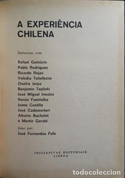 Libros: FERNANDES FAFE. (Jos&eacute;) et al. - A EXPERI&Ecirc;NCIA CHILENA. [ENCADERNADO]