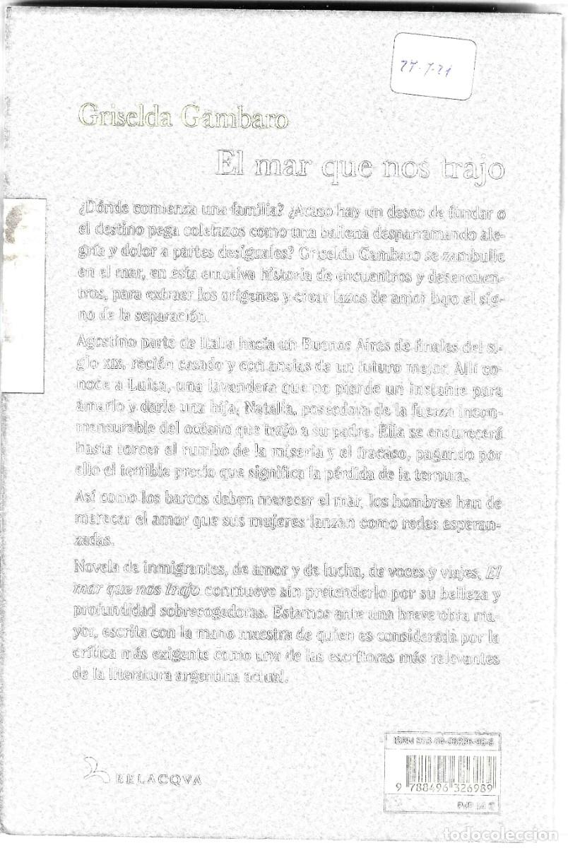 Libros: Libro. El Mar que nos trajo. Guiselda Gambaro. ref. 27-721 - Foto 2