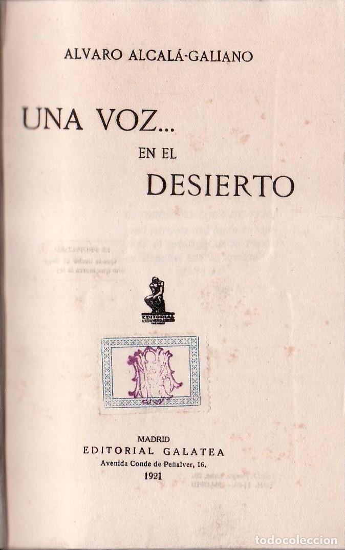 Libri di seconda mano: ALCALA GALIANO, Alvaro.- - Una voz... en el desierto.