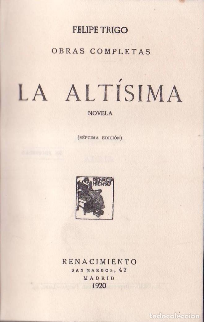 Libros: TRIGO, Felipe.- - La Alt&iacute;sima. Novela. - Foto 1