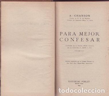 Libros: CHANSON, A.- - Para mejor confesar.