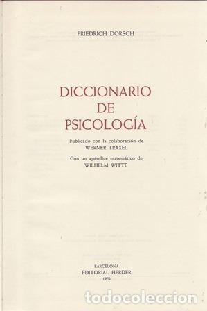 Libros: DORSCH, Friedrich.- - Diccionario de Psicolog&iacute;a. - Foto 1