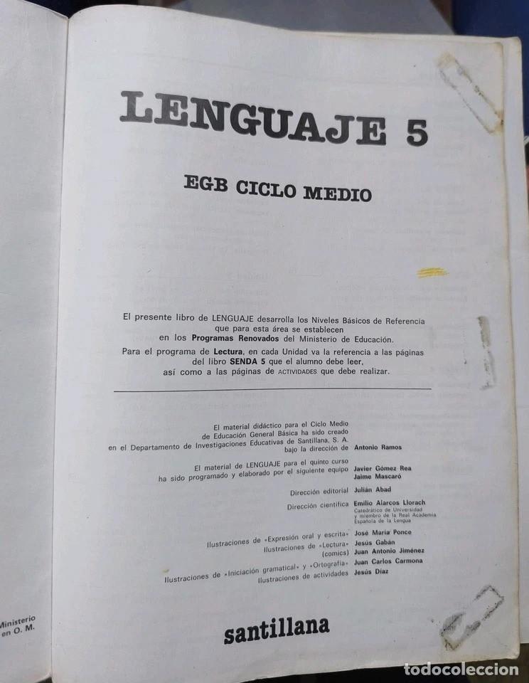 Libros: Lenguaje 5 Egb Santillana 1982 - Foto 2