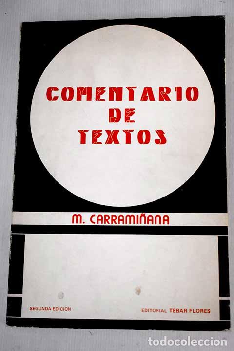 Libros: Comentario de textos.- Carrami&ntilde;ana, Matilde - Foto 1