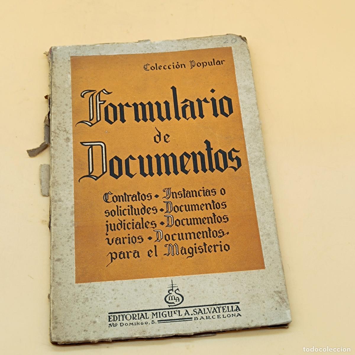 Libros: LIBRO FORMULARIO DE DOCUMENTOS. 1961. EDITORIAL MIGUEL A.SALVATERRA. ET. - Foto 1