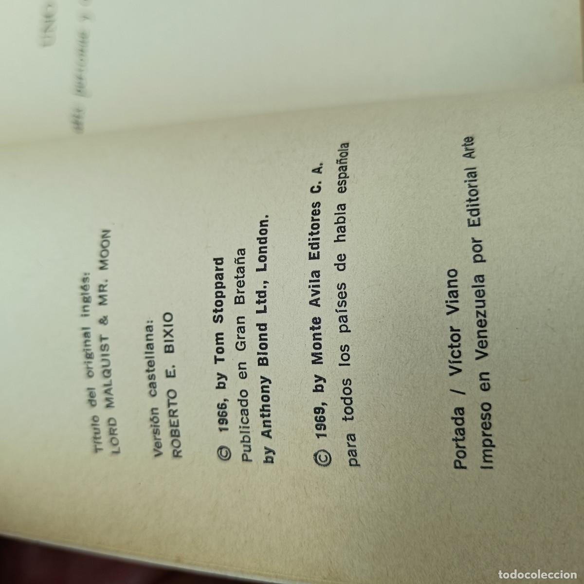 Libros: LIBRO LORD MALQUIST Y MR.MOON. TOM STOPPARD. 1966. ET. - Foto 2