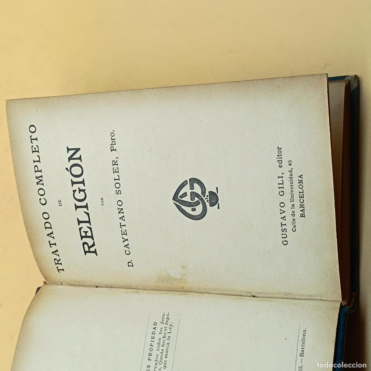 Libros: LIBRO TRATADO DE RELIGION. D.CAYETANO SOLER. 1905. - Foto 2