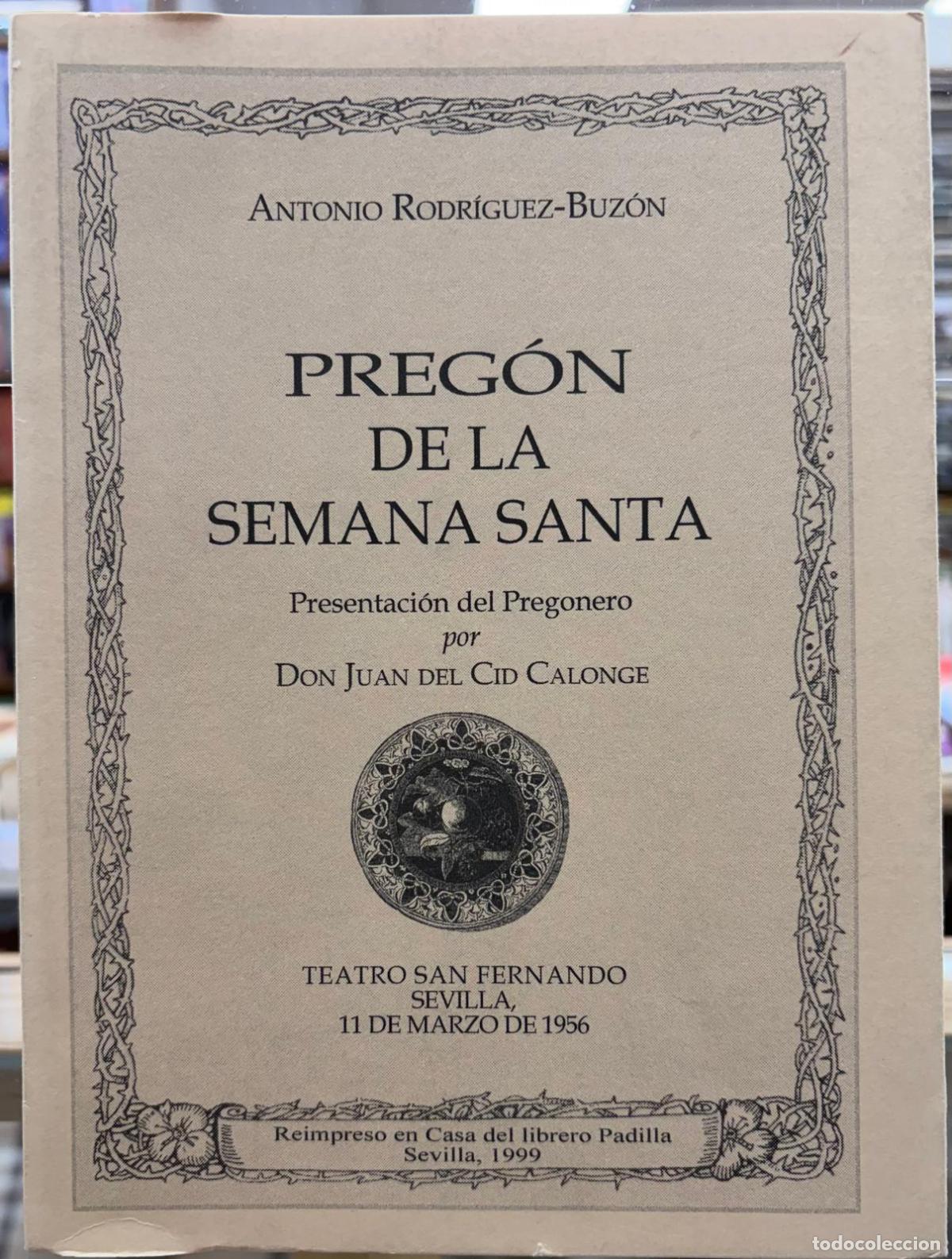 Libros: PREG&Oacute;N DE LA SEMANA SANTA - Rodr&iacute;guez Buz&oacute;n, Antonio
