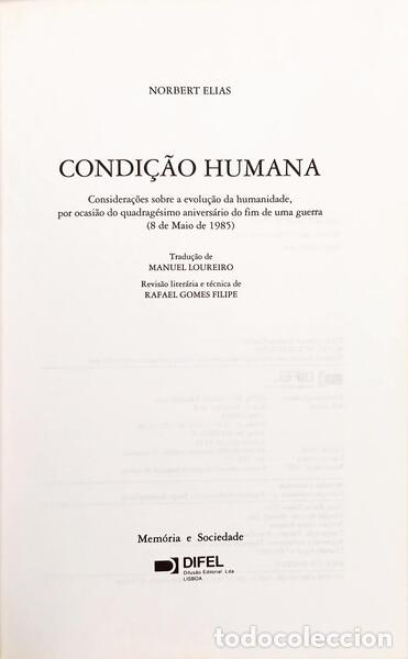 Libros: ELIAS. (Norbert) - A CONDI&Ccedil;&Atilde;O HUMANA. - Foto 2