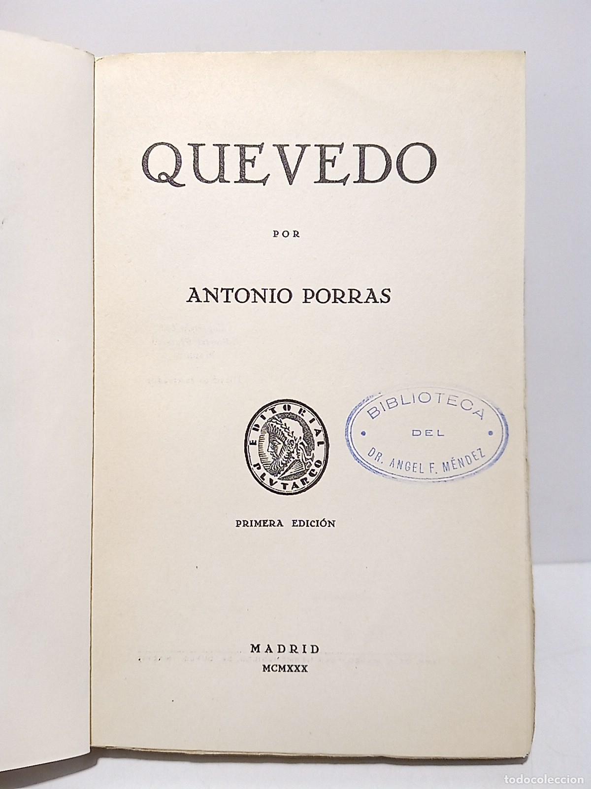 Libros: PORRAS, Antonio - Quevedo - Foto 3
