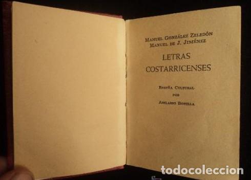 Livres: COLECCION MINIATURA. LETRAS COSTARRICENSES. ZELEDON Y JIMENEZ. ED. CUMBRE. MEX. 1969 212 PAGUTRA. -