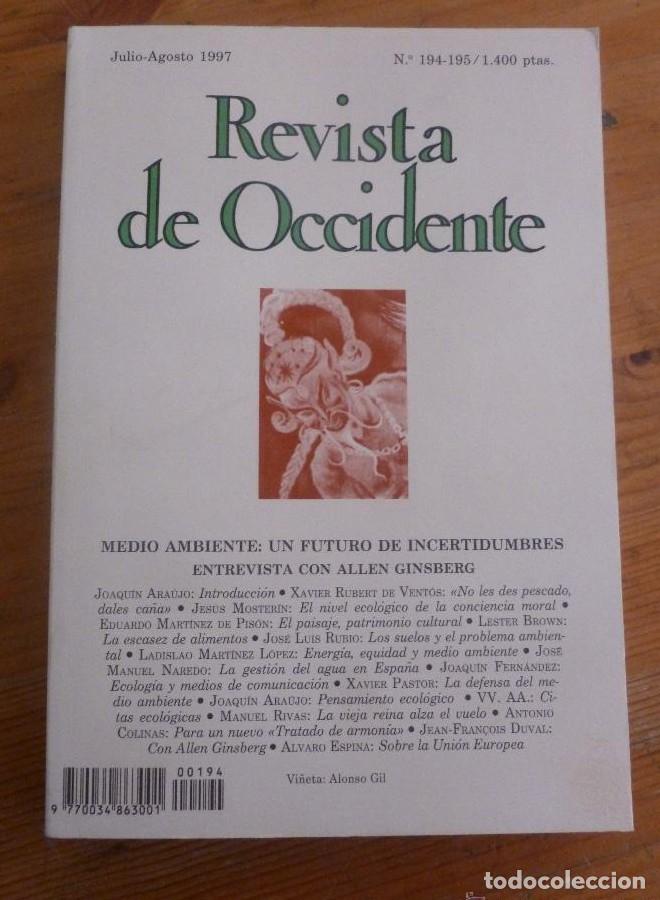 Libros: REVISTA DE OCCIDENTE.JULIO AGOSTO 1997 N&ordm; 194-195, MEDIOAMBIENTE. UN FUTURO DE INCERTIDUMBRES. -