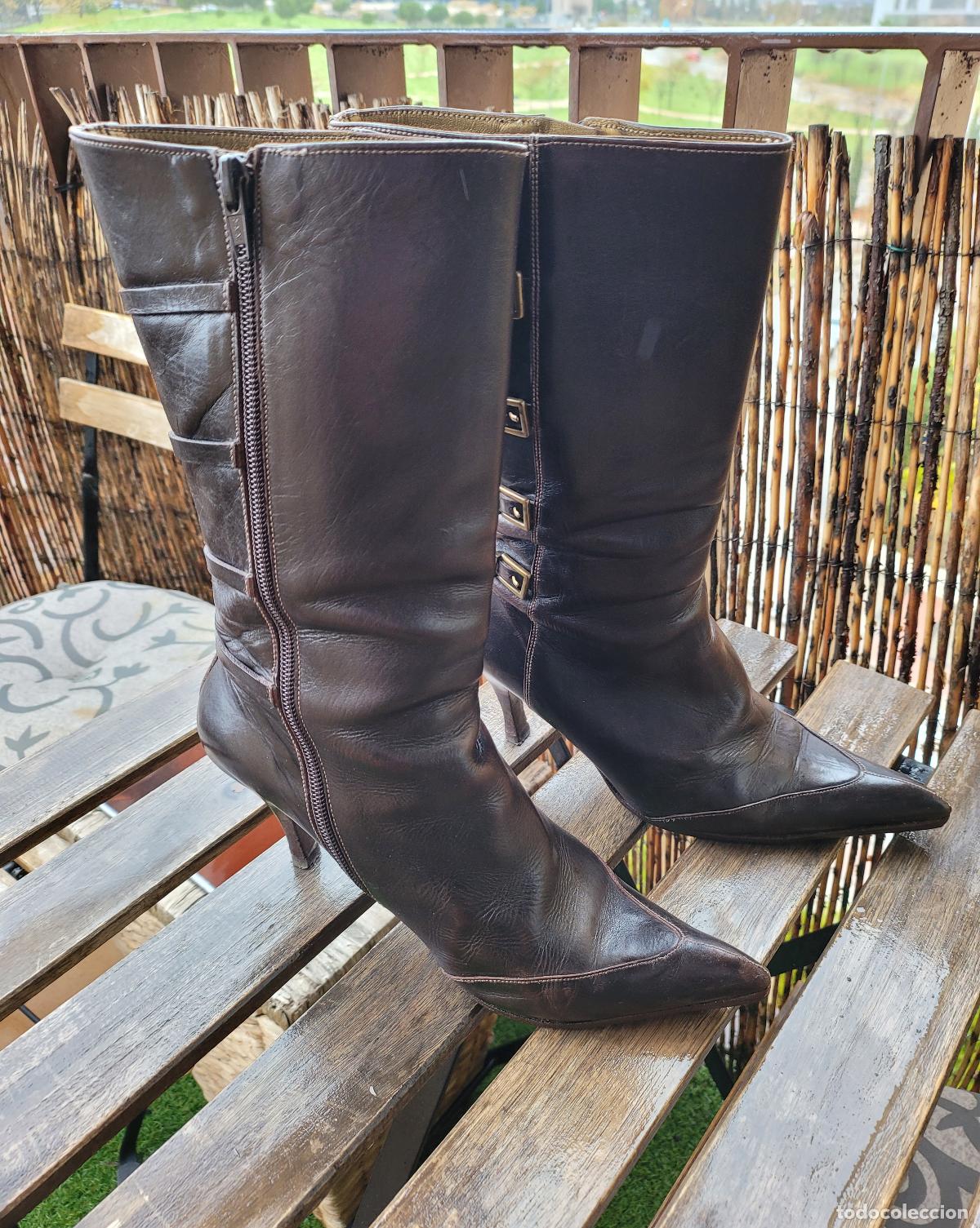 Livres: BOTAS FARRUTX NEGRAS ALTAS TALLA 38 TACON SIZE EU 38 CUERO WOMEN LEATHER BOOTS