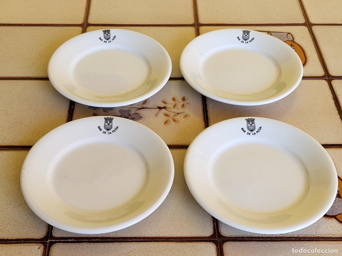 Libros: JUEGO PLATOS PENA SAN MIGUEL 4 UNS BLANCO LOZA