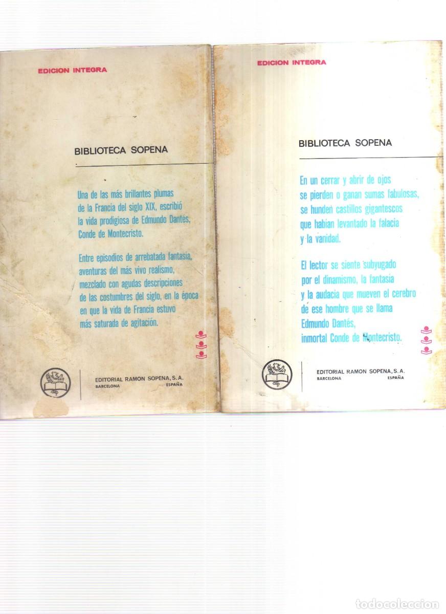 Libros: EL CONDE DE MONTECRISTO DOS TOMOS ALEJANDRO DUMAS - Foto 2