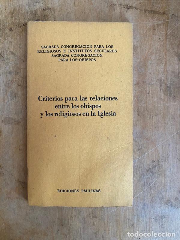 books: Criterios para las relaciones entre los obispos y los religiosos en la iglesia