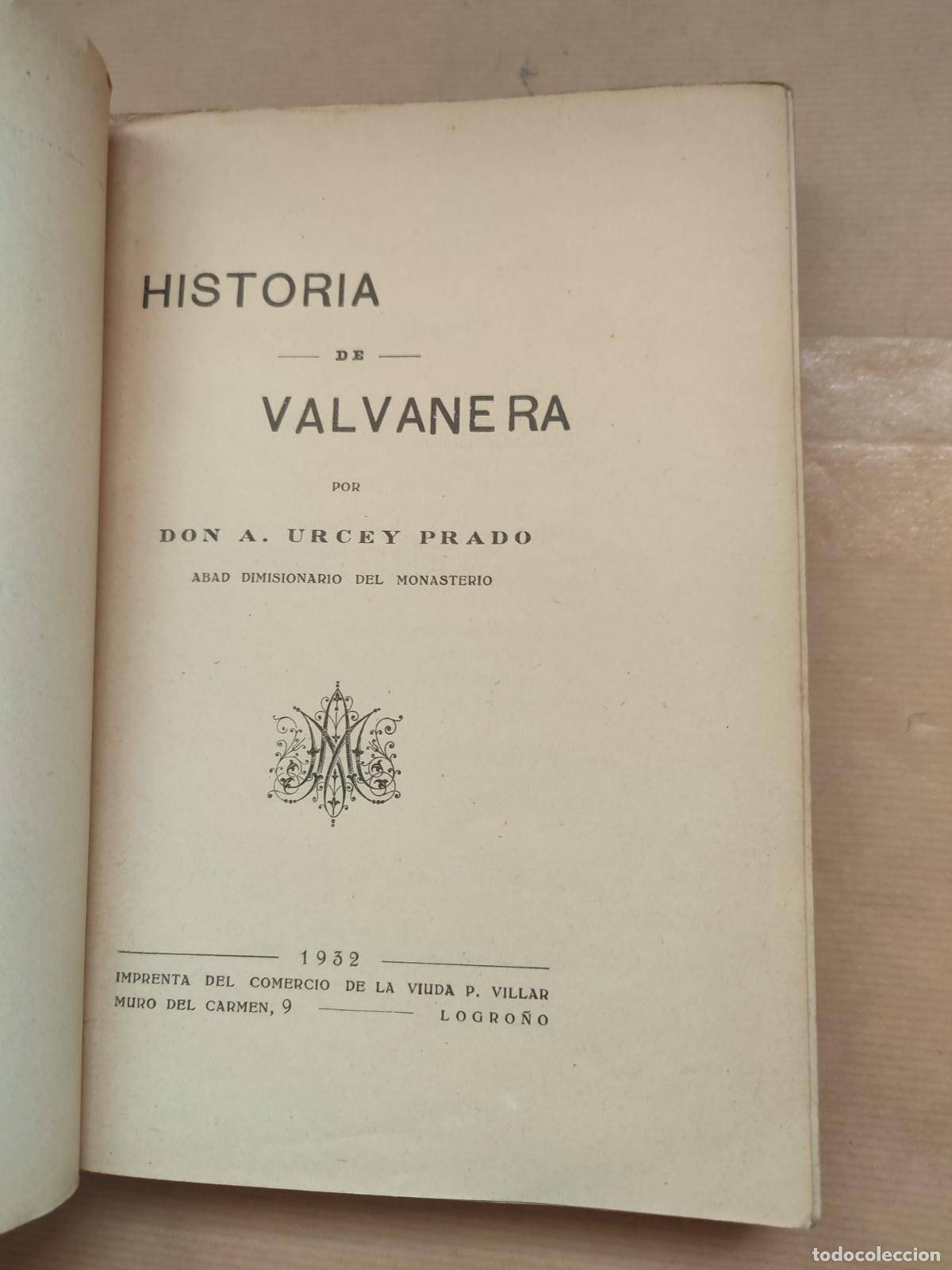 Libros: Historia de Valvanera. - &rdquo;URCEY PRADO, A.&rdquo; - Foto 3