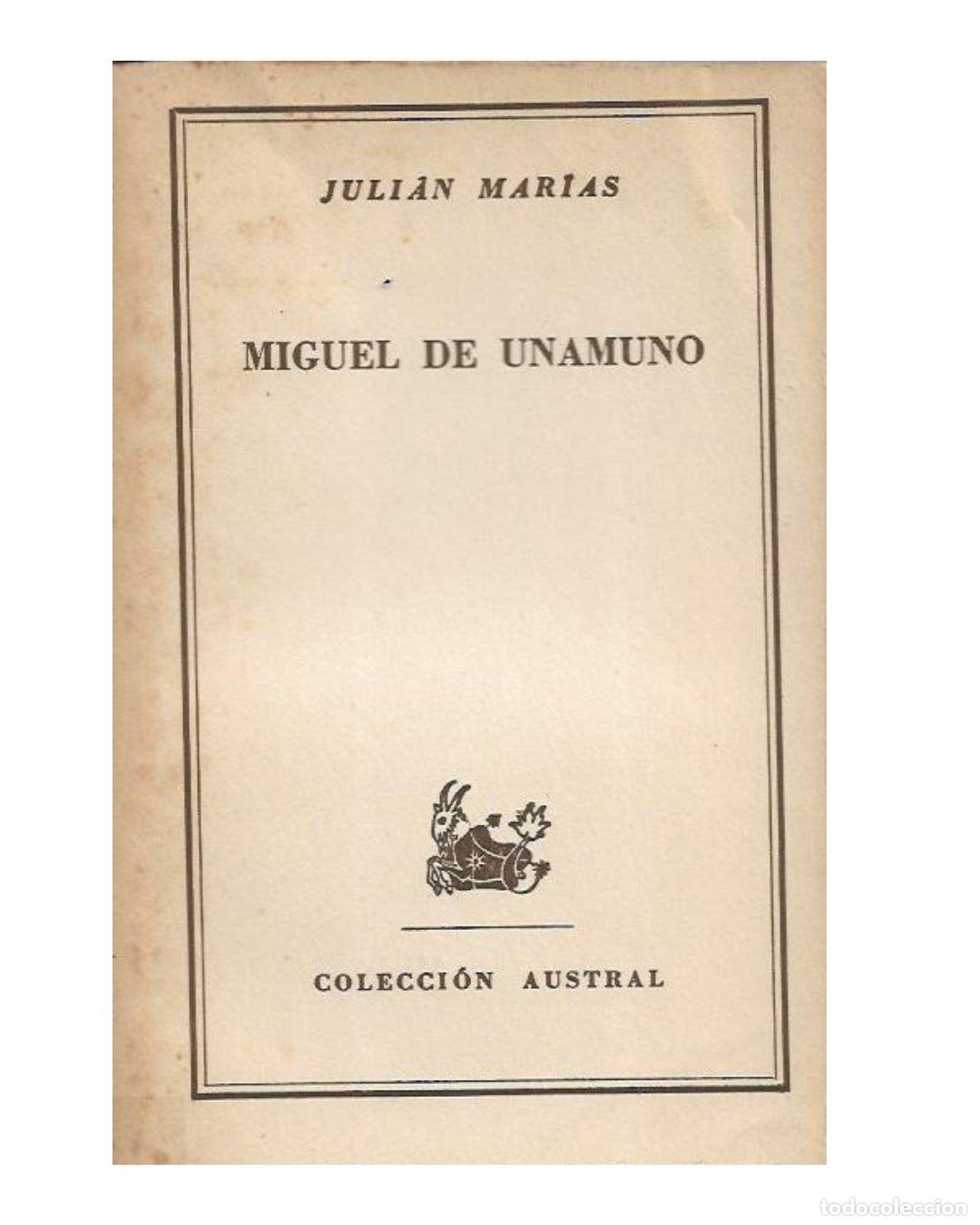 Libros: Miguel de Unamuno - Marias, Julian