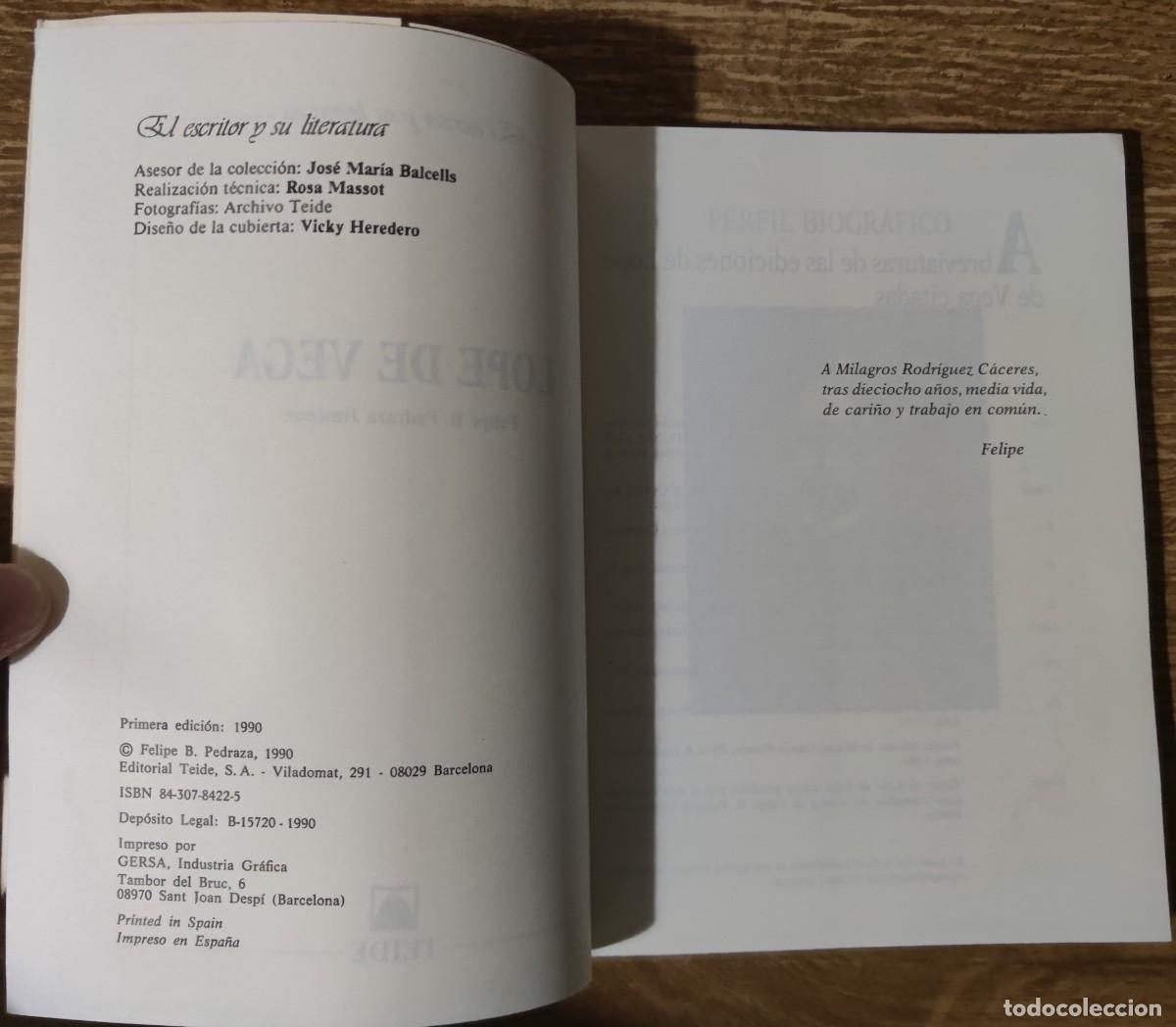 Libros: Libro - Lope de Vega (1990) Felipe B. Pedraza Jim&eacute;nez - Foto 2