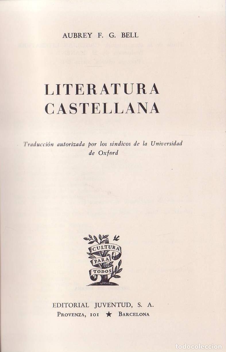 Libri di seconda mano: BELL, Aubrey F. G.- - Literatura castellana. Traducci&oacute;n de M. Manent.
