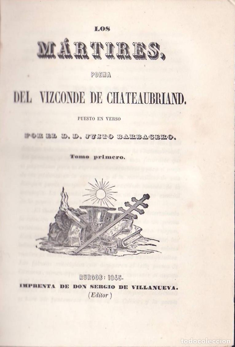 Libri di seconda mano: CHATEAUBRIAND, Fran&ccedil;ois Ren&eacute; de.- - Los m&aacute;rtires o el triunfo de la religi&oacute;n cristiana. Puesto en ve