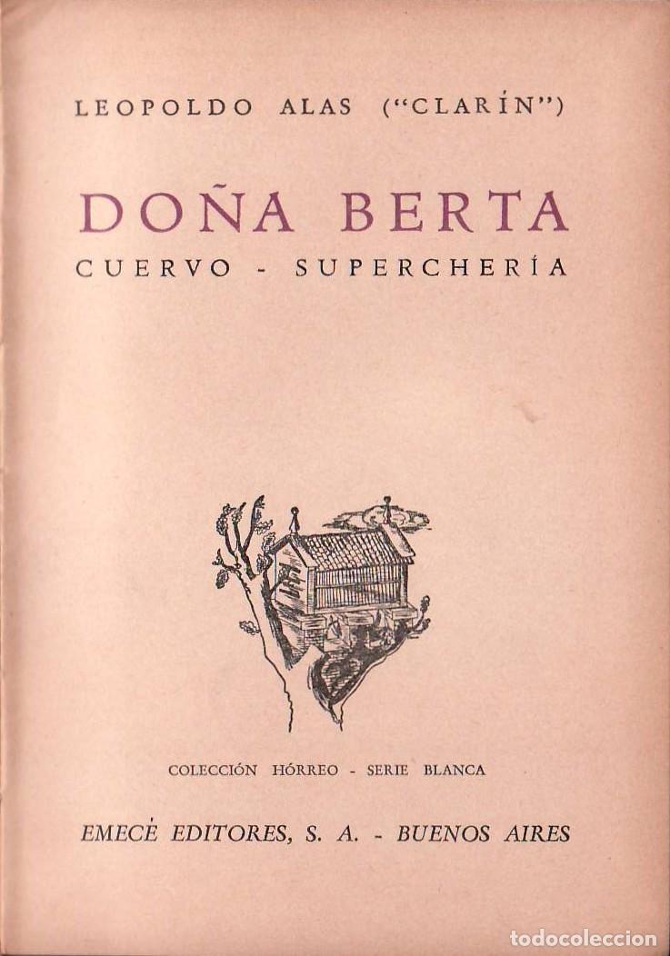 books: CLARIN (Leopoldo Alas).- - Do&ntilde;a Berta. Cuervo. Supercher&iacute;a. Con un pr&oacute;logo para esta edici&oacute;n de Ram&oacute;