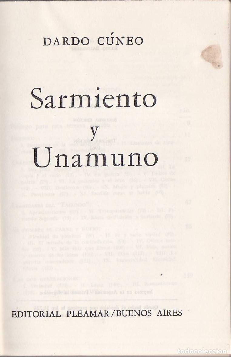 Libros: CUNEO, Dardo.- - Sarmiento y Unamuno. - Foto 1