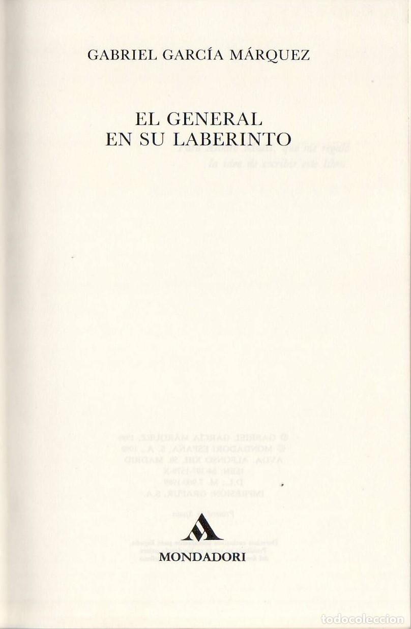 Libros: GARCIA MARQUEZ, Gabriel.- - El General en su laberinto. Novela. - Foto 1