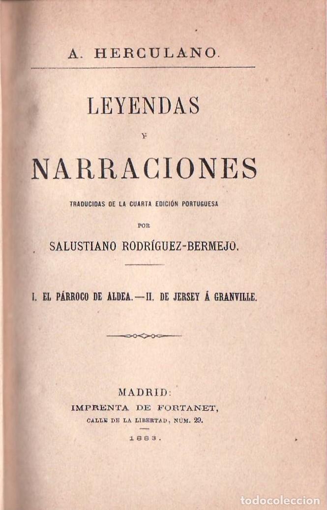 Libros: HERCULANO, Alejandro.- - Leyendas y narraciones. - Foto 1