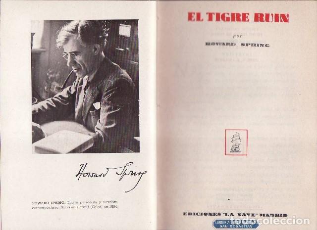 Libros: SPRING, Howard.- - El tigre ruin. Novela. - Foto 1