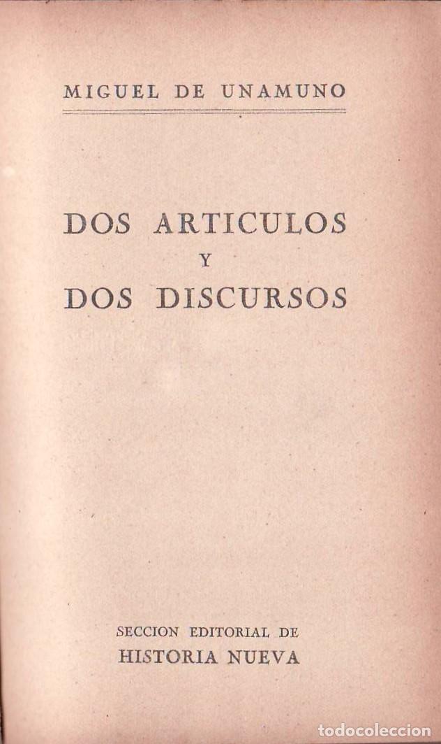 Libros: UNAMUNO, Miguel de.- - Dos art&iacute;culos y dos discursos. - Foto 1