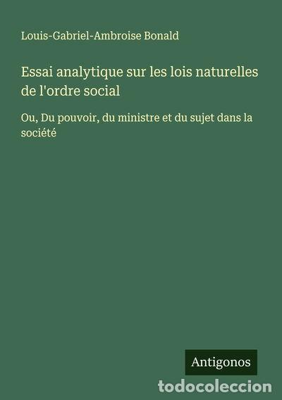 books: Essai analytique sur les lois naturelles de l'ordre social- 9783563047330