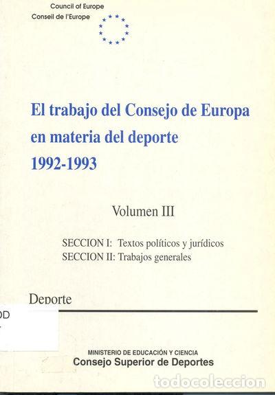 Libros: El trabajo del Consejo de Europa en materia del deporte- 9788479490171