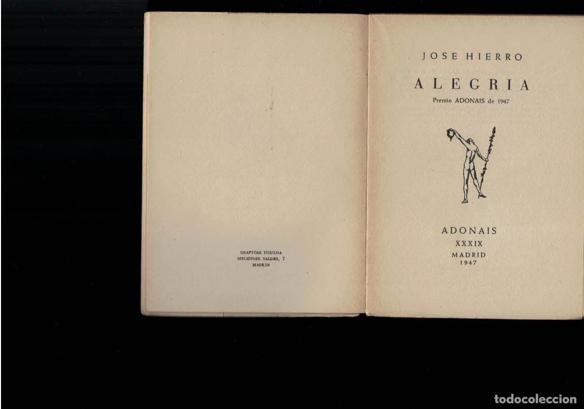 Libros: ALEGR&Iacute;A. - Hierro. Jos&eacute;, - Foto 4