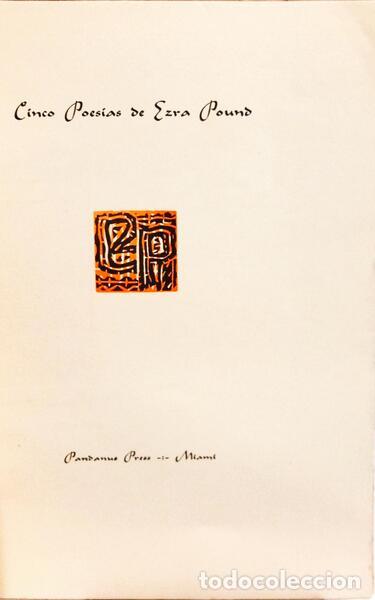 Libros: PUND. (Ezra) - CINCO POESIAS DE EZRA POUND. - Foto 2