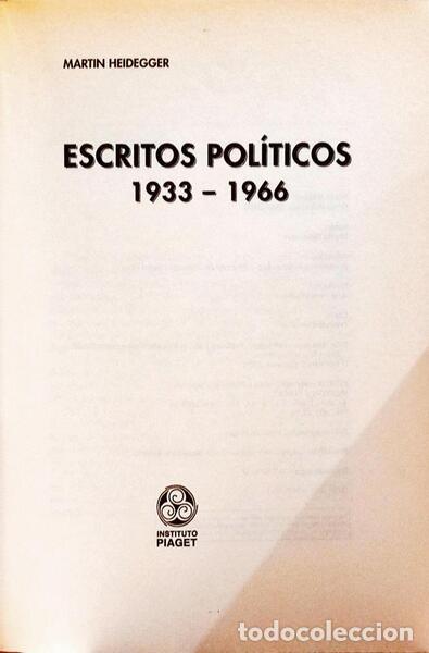 Libros: HEIDEGGER. (Martin) - ESCRITOS POL&Iacute;TICOS, 1933-1966. - Foto 2