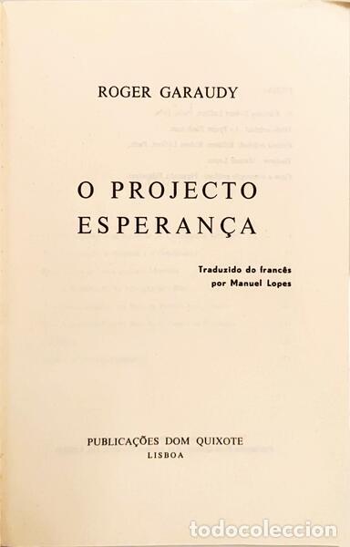 Libros: GARAUDY. (Roger) - O PROJECTO ESPERAN&Ccedil;A. - Foto 2