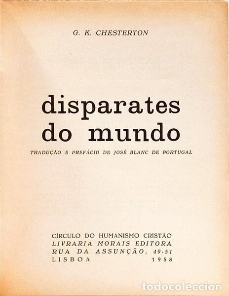 Libros: CHESTERTON. (Gilbert Keith) - DISPARATES DO MUNDO. - Foto 1